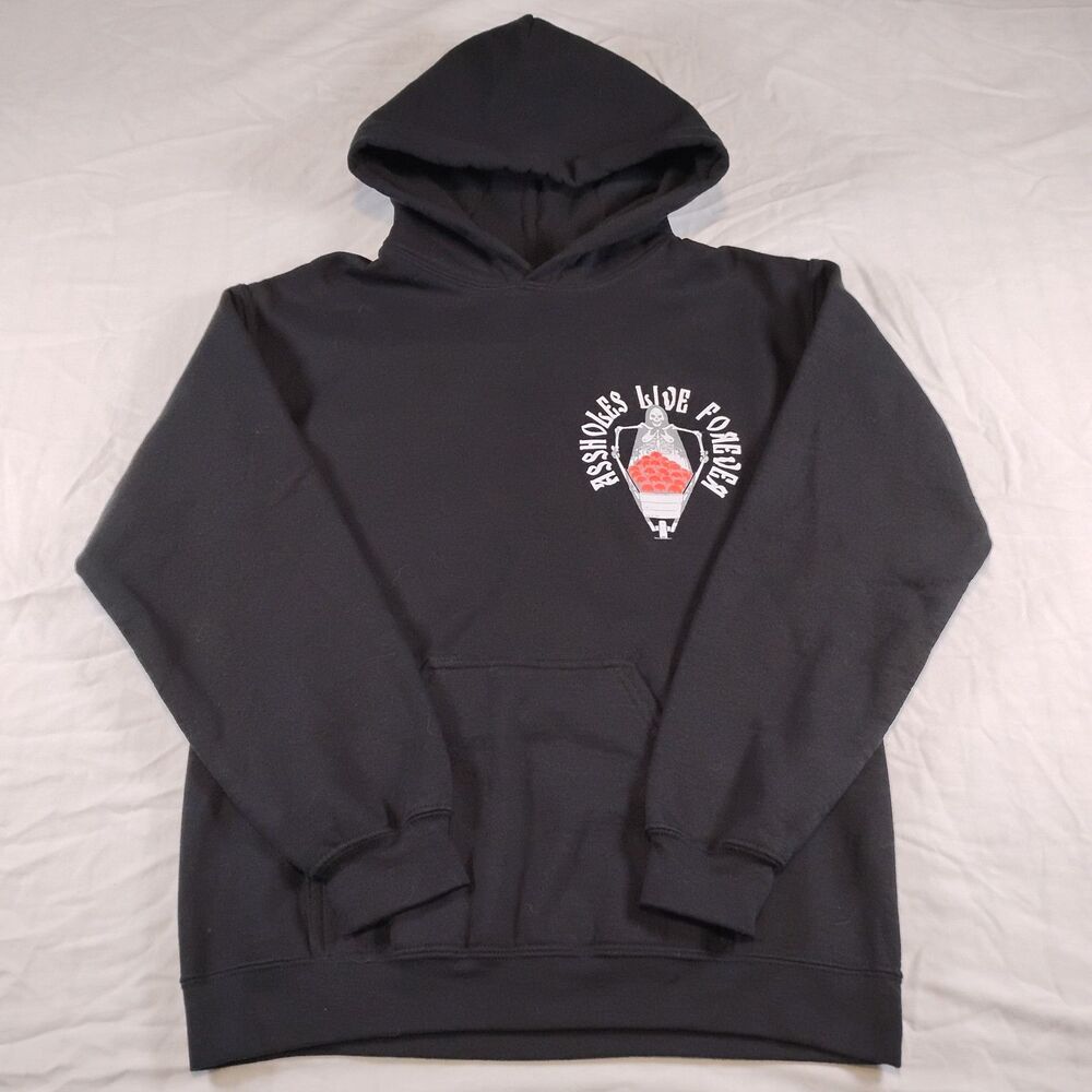 Linda Finegold Graphic Hoodie Pullover Size Small Black